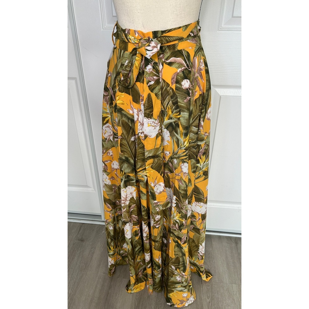 Lulus Away to the Islands Small NWT Marigold Tropical Print‎ Wrap Maxi Skirt - Picture 6 of 10